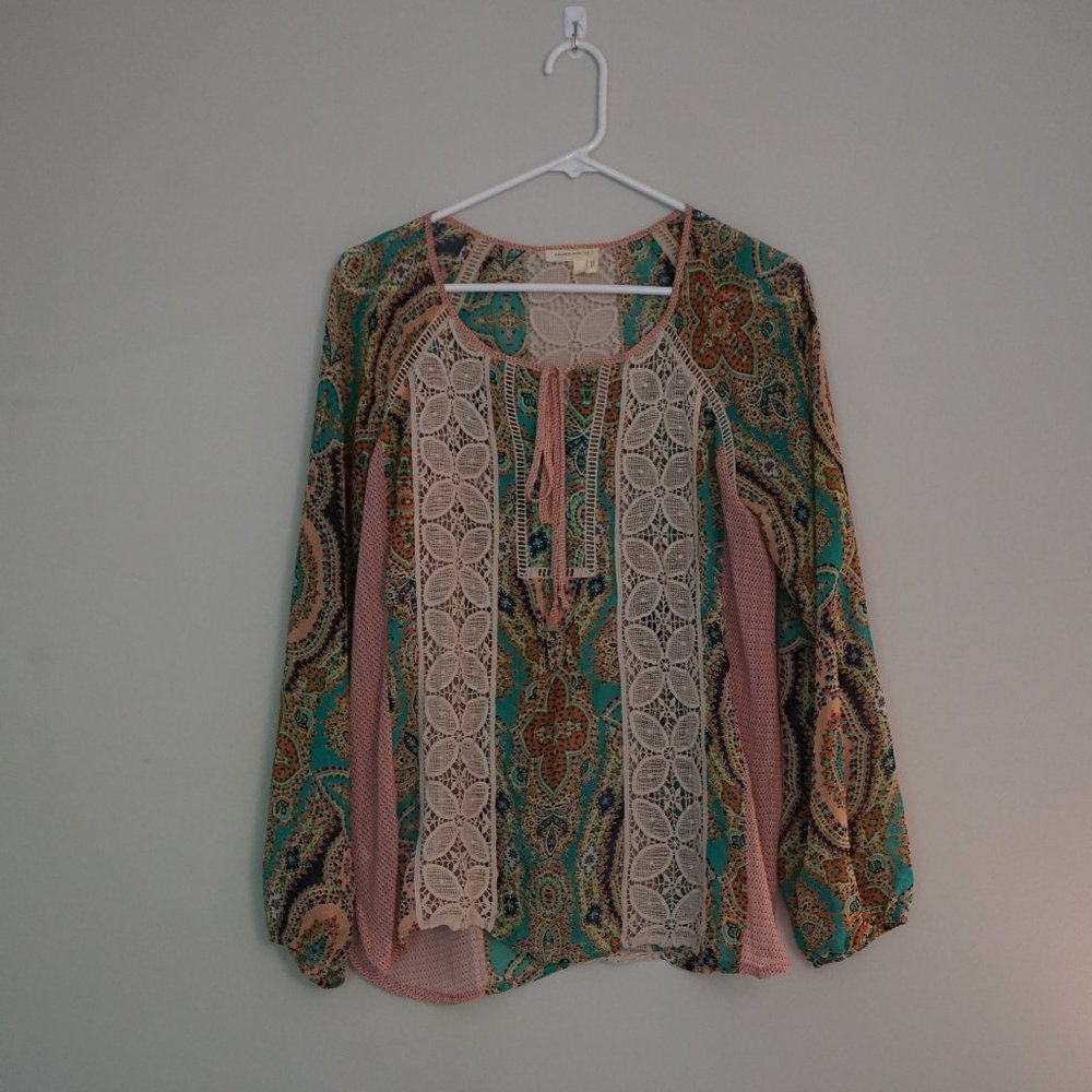 Anthropologie Green Long-sleeved blouse